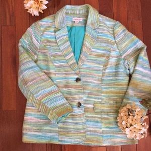 Coldwater Creek Green Blue Career Blazer SZ 18